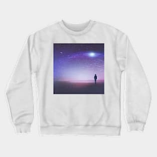 A Person's Encounter with Saturn's Vast Starry Sky Crewneck Sweatshirt